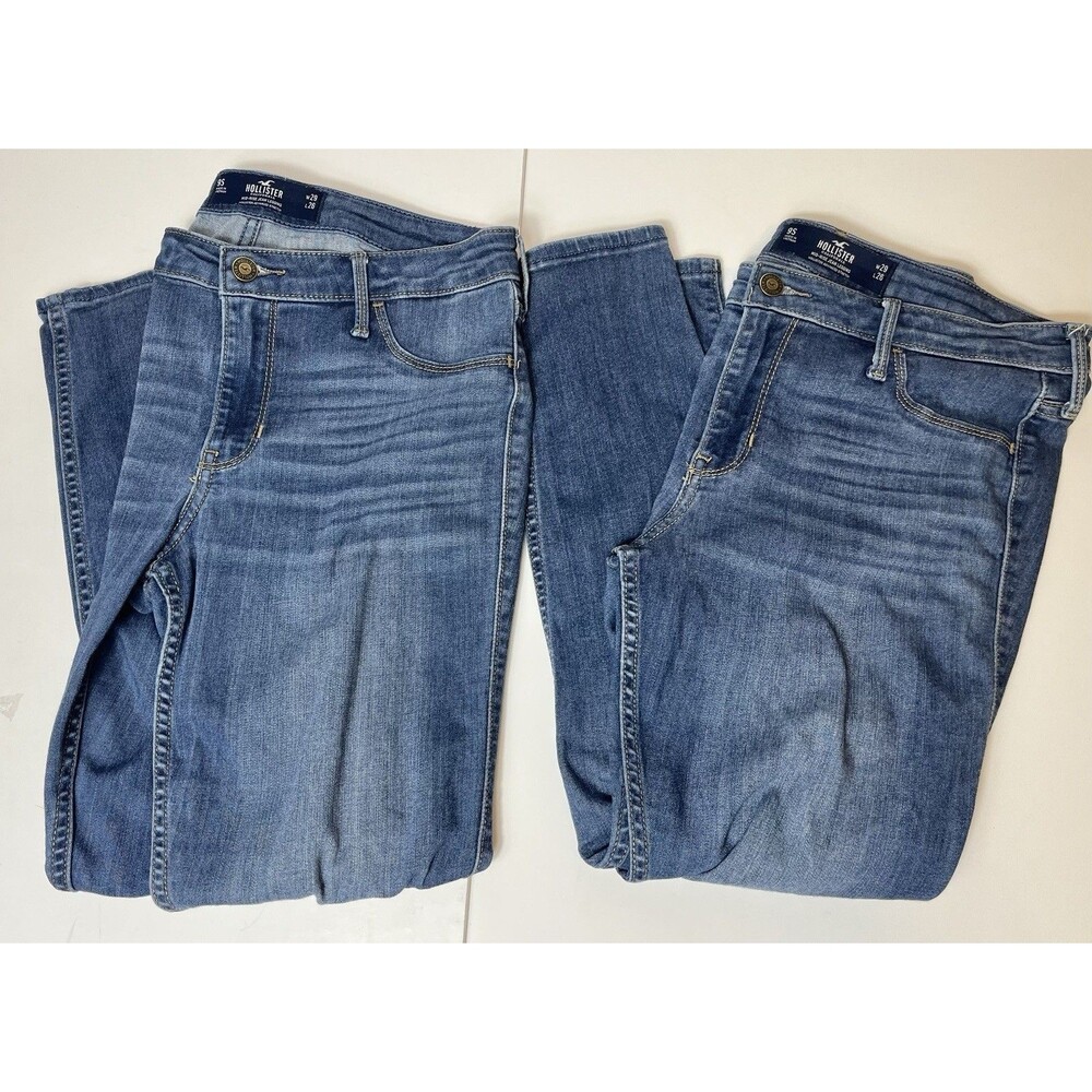 Hollister Mid Rise Jean Leggings Lot 2 Pairs Medium Wash Women’s Size 9S 29”x26”